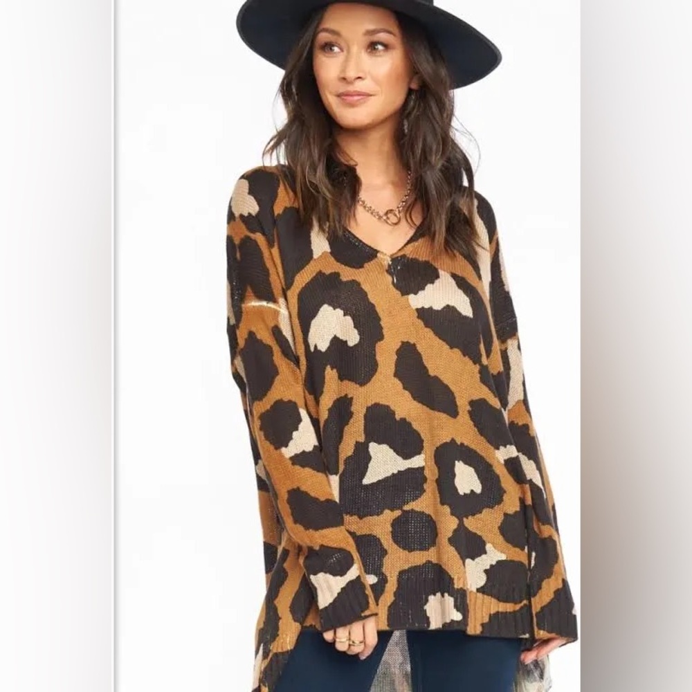 NWT! - Show Me Your Mumu - V-Neck Pullover Leopard Sweater